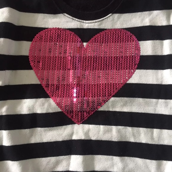 Epic Threads Striped SZ Small Pink Sequin Heart - Picture 2 of 4